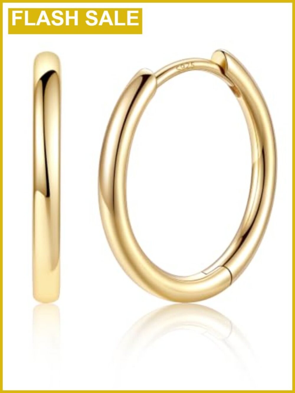 14K Gold Plated Huggie Hoop Earrings 925 Sterling Silver Posts Women